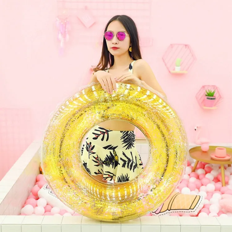 All-transparent Sequined Swimming Ring,Diameter: 80cm (Gold)