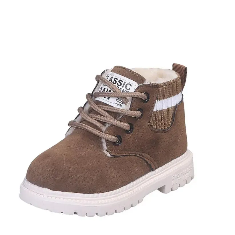 Autumn Winter Kids Plush Fashion Leather Boots