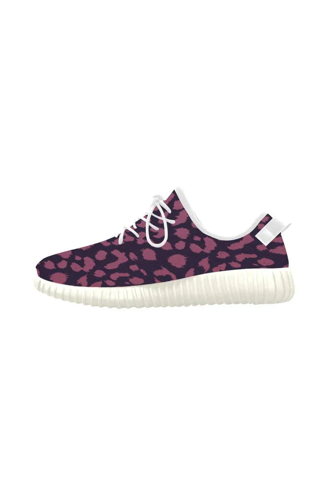 Berry Leopard Print Grus Women's Breathable Woven Running Shoes