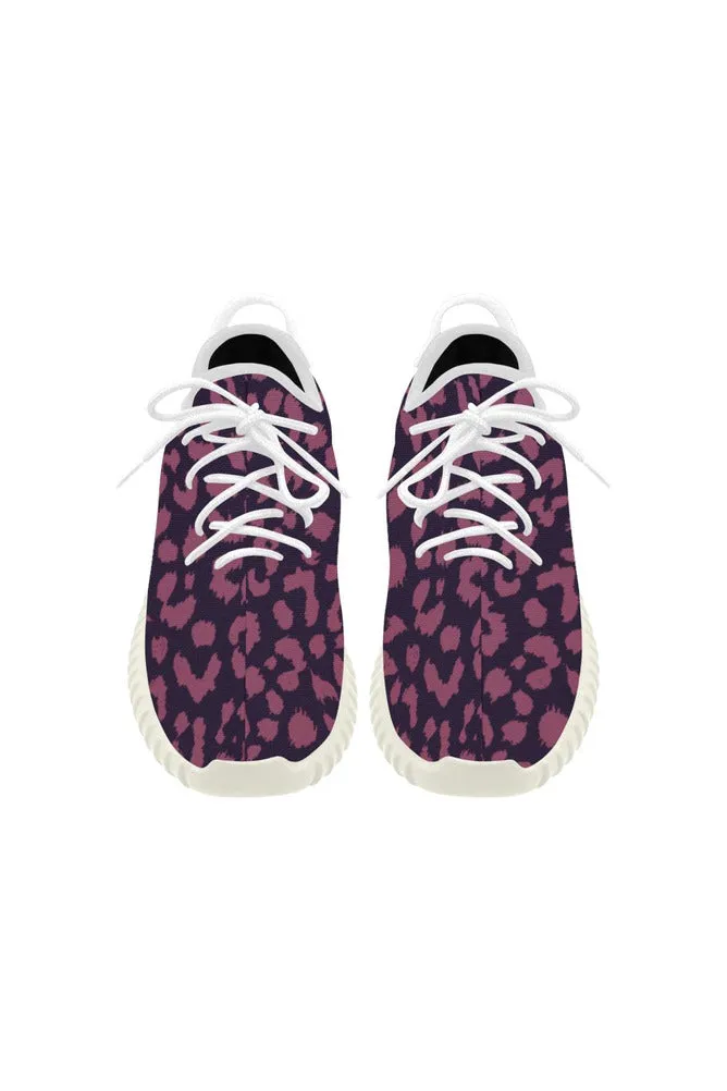 Berry Leopard Print Grus Women's Breathable Woven Running Shoes