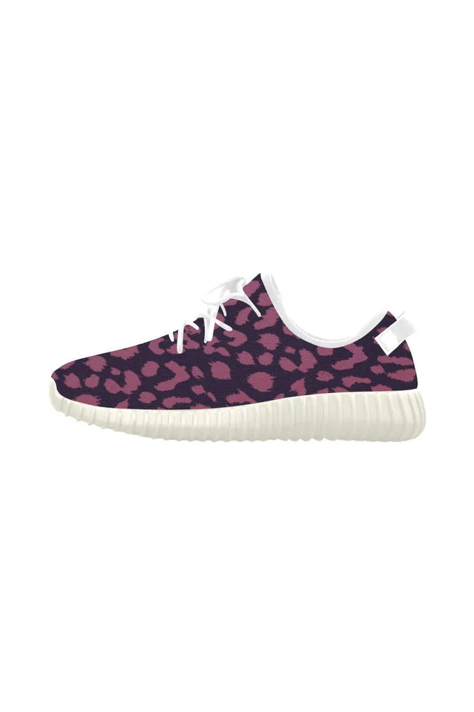 Berry Leopard Print Grus Women's Breathable Woven Running Shoes