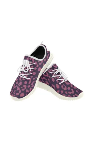 Berry Leopard Print Grus Women's Breathable Woven Running Shoes