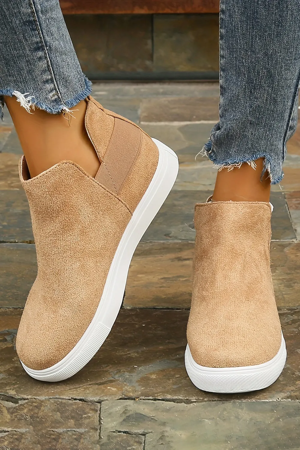 Camel High Top Slip-on Casual Sneakers