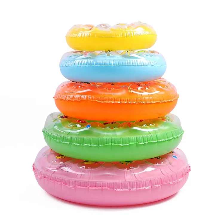 Cartoon Pattern Double Airbag Thickened Inflatable Swimming Ring Crystal Swimming Ring, Size:90 cm(Pink)