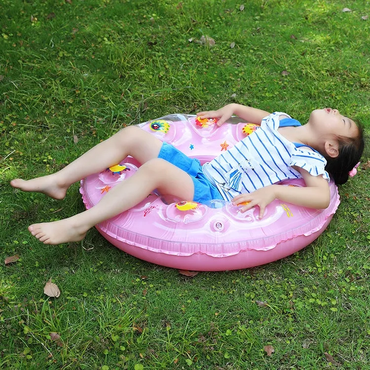 Cartoon Pattern Double Airbag Thickened Inflatable Swimming Ring Crystal Swimming Ring, Size:90 cm(Pink)