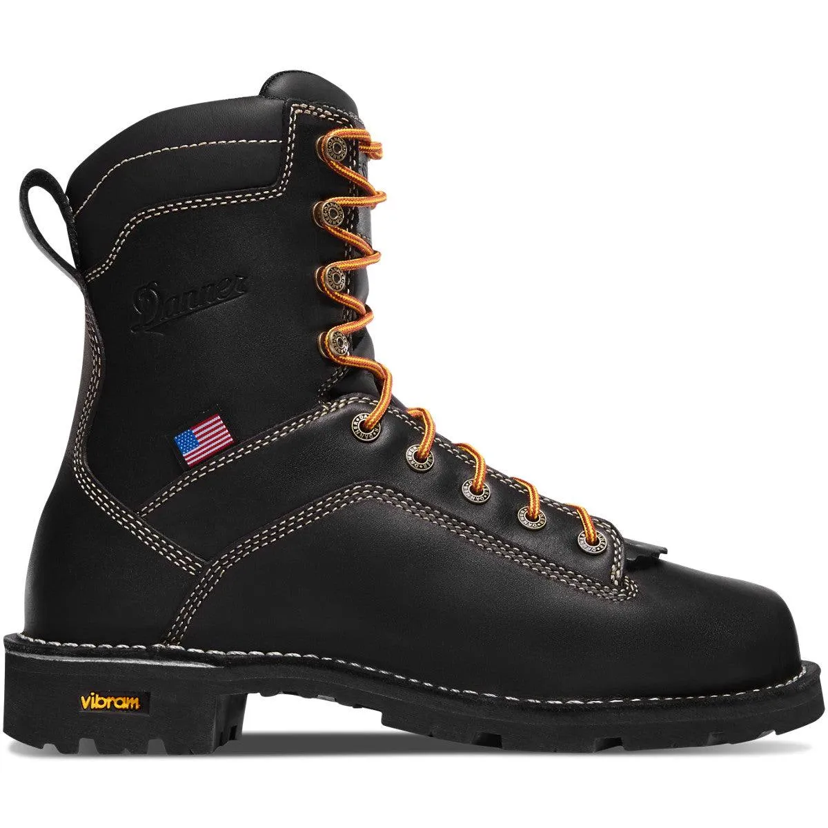 Danner Men's Quarry U.S.A 8" Black Waterproof And Slip Resistant Work Boots 17309