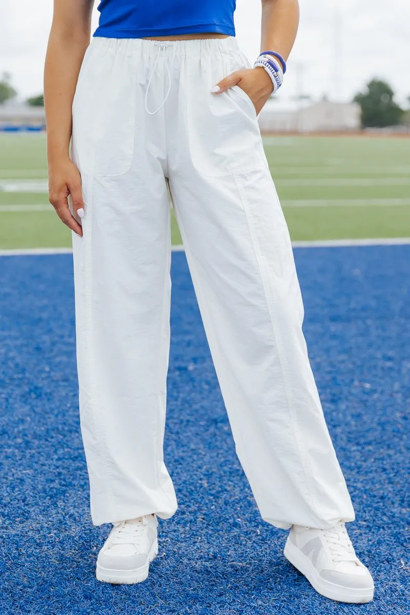 Game On White Parachute Pants - FINAL SALE