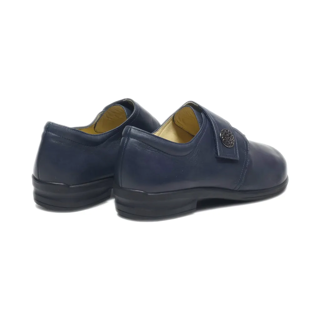 Helvesko Slip Ons Leather Blue Colour For Women