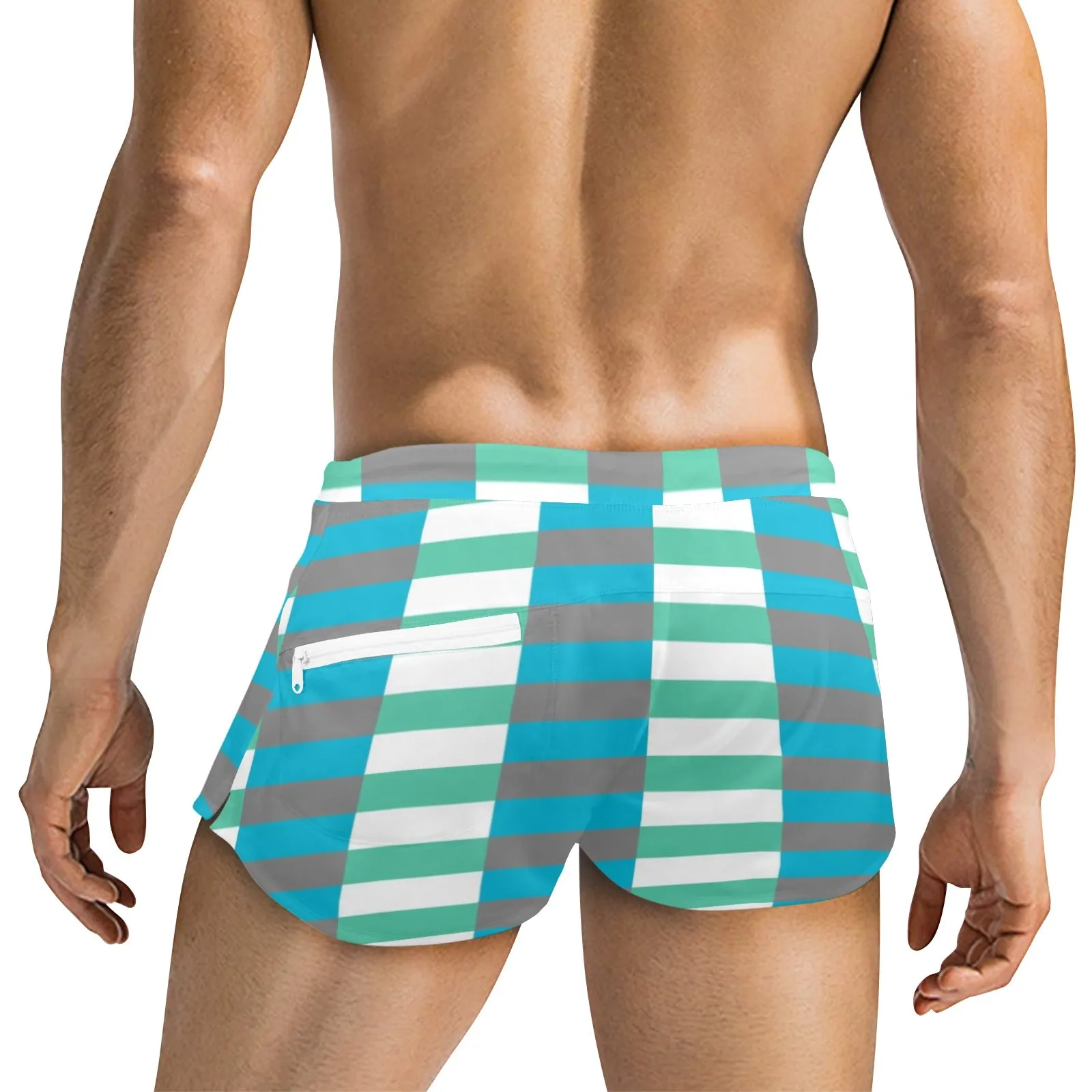 MARINE SCHEME PRINT 2 Men's Swim Trunks with Zipper Pocket (Model L71)