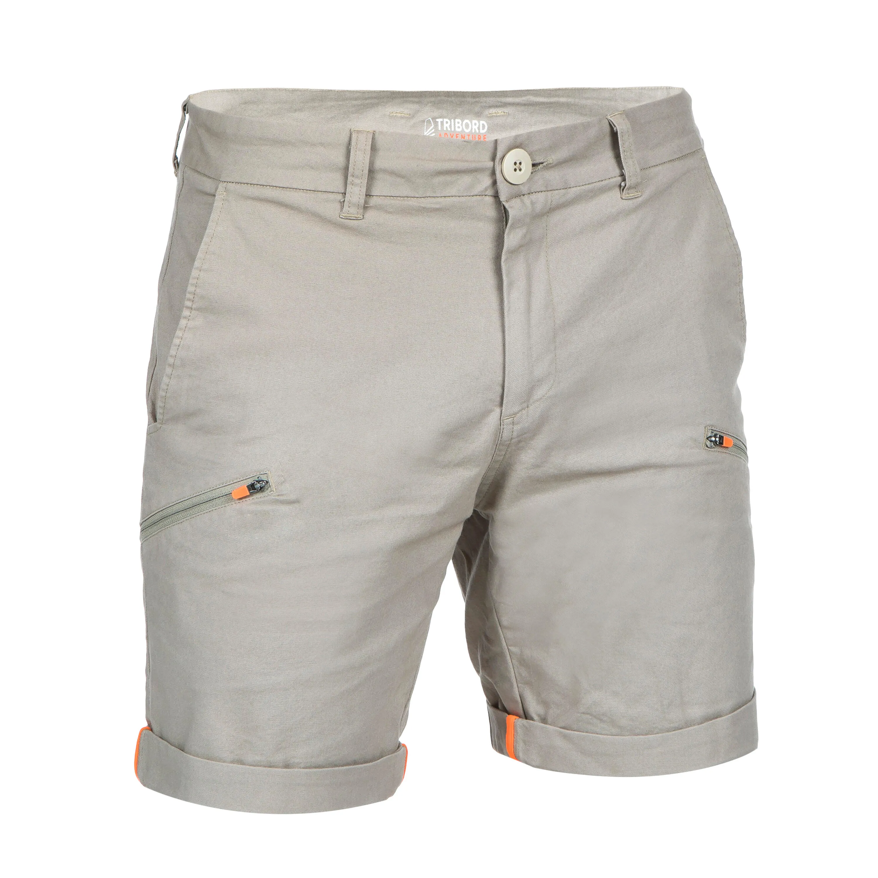 Men's durable sailing Bermuda shorts 100 beige TRIBORD, iced coffee