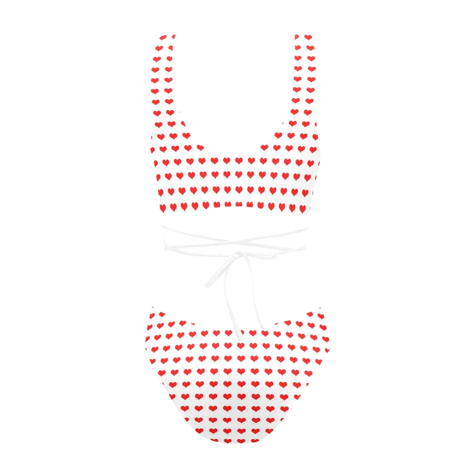 red hot heart 3 print 2 Cross String Bikini Set (Model S29)