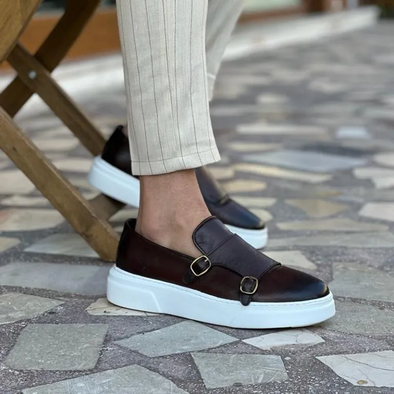 Stylish Double Buckle Slip On Men Shoes