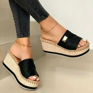 Stylish Slip On Wedge Platform Lightweight Sandal Shoes