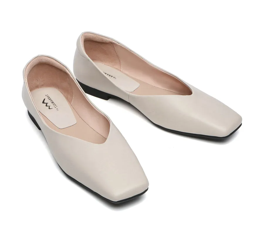 TARRAMARRA Square Toe Leather Ballet Flats Women Libera