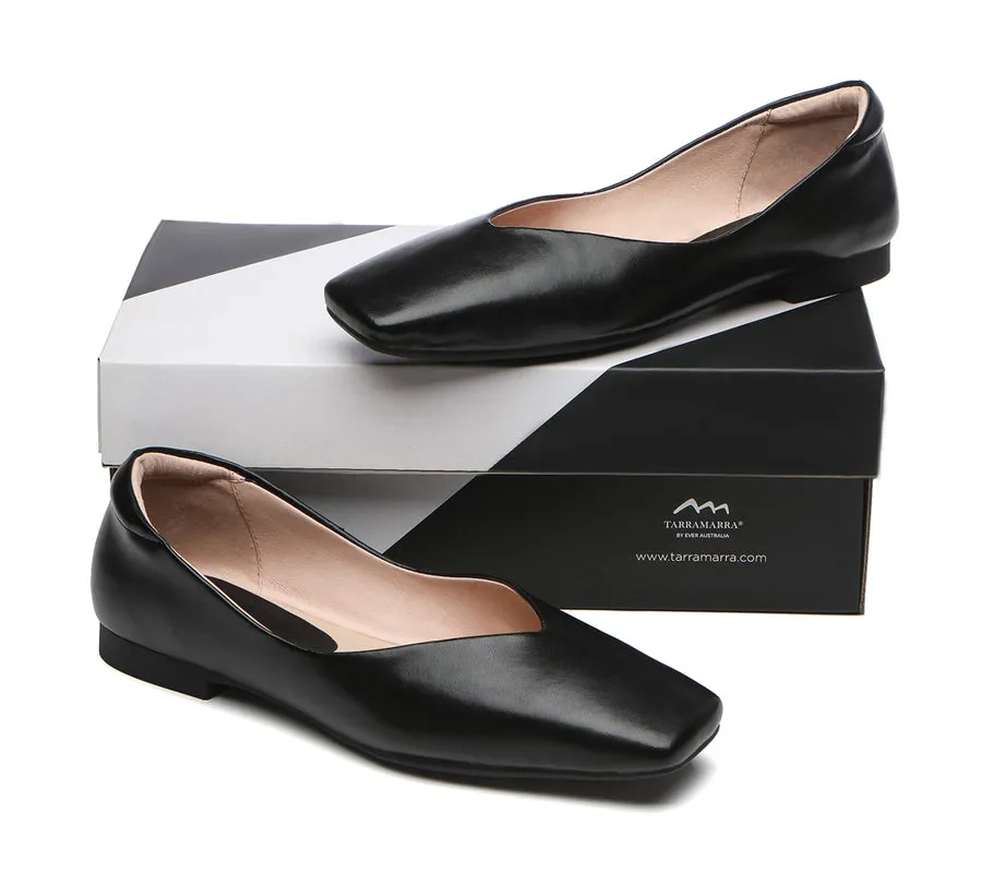 TARRAMARRA Square Toe Leather Ballet Flats Women Libera