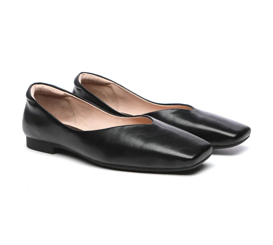 TARRAMARRA Square Toe Leather Ballet Flats Women Libera