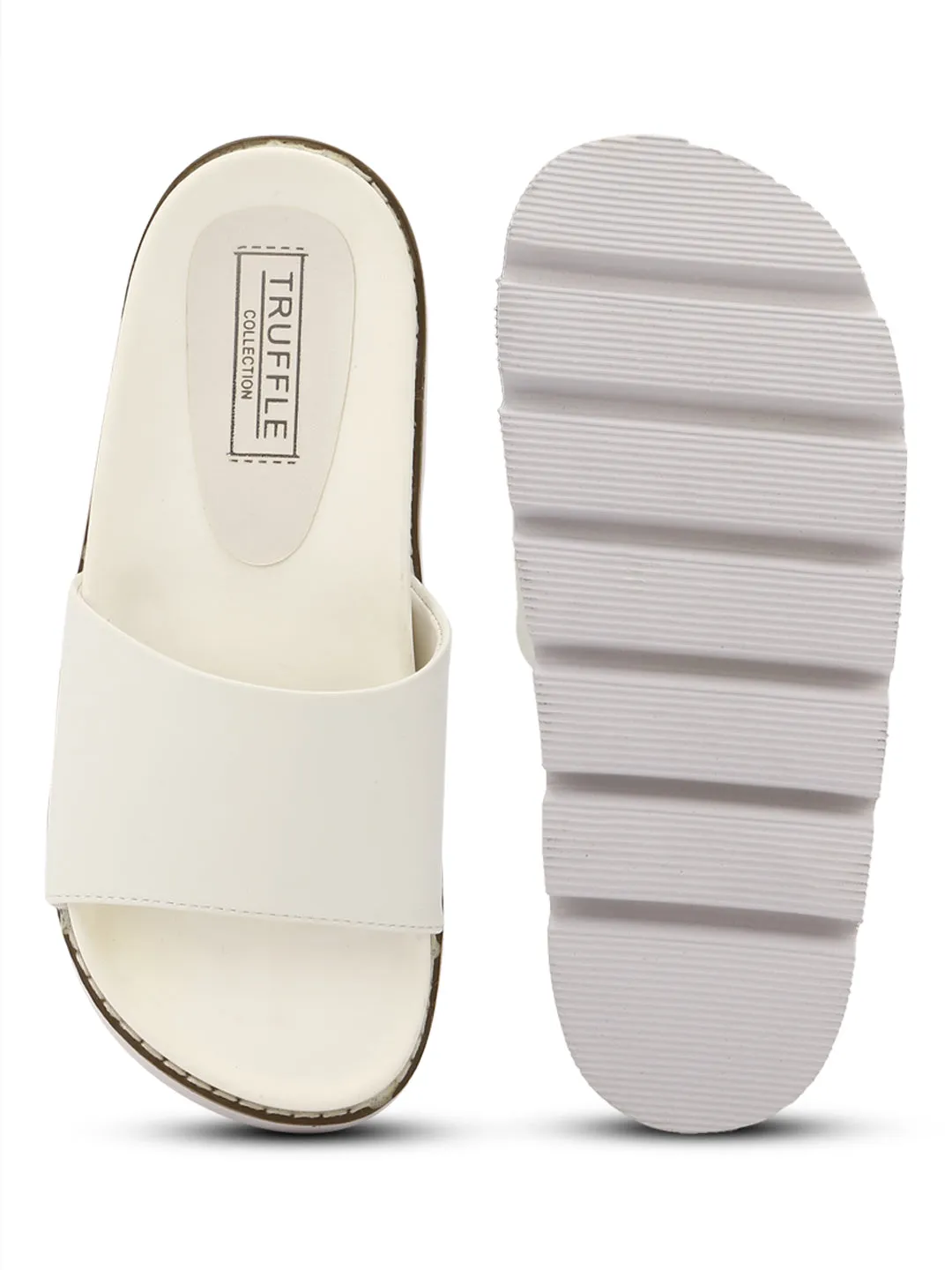 White PU Cleated Slip-On Flats