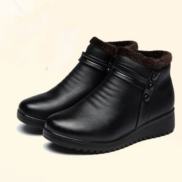 Winter Leather Ankle Warm Boots For Women