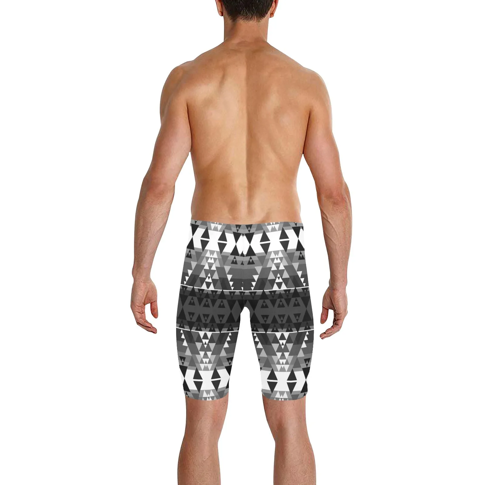 Writing on Stone Black and White Men's Knee Length Swimming Trunks