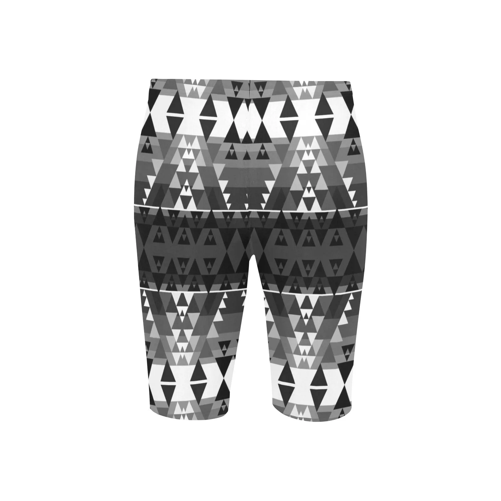 Writing on Stone Black and White Men's Knee Length Swimming Trunks